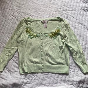 Candies mint green sequin sweater cardigan